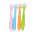 BPA free changing color baby silicone spoon training baby feeding spoon